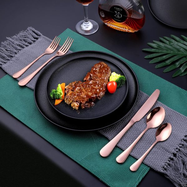 Copper/Rose Gold Silverware Set, OGORI 40-Piece Stainless Steel Flatware Set, Kitchen Utensil Set Service for 8, Mirror Polished Tableware Cutlery Set for Home and Restaurant, Dishwasher Safe - Image 7
