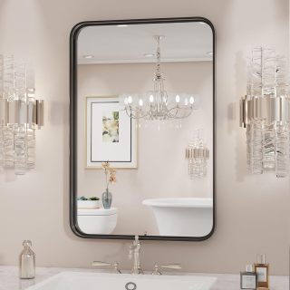 Bathroom Vanity Mirror - 30"x22" Wall Mirror for Bathroom Sink, Rectangle Large Mirror with Black Anti-Rust Aluminum Framed and Tempered Glass, Horizontally or Vertically Hanging