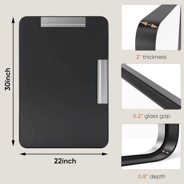 Bathroom Vanity Mirror - 30"x22" Wall Mirror for Bathroom Sink, Rectangle Large Mirror with Black Anti-Rust Aluminum Framed and Tempered Glass, Horizontally or Vertically Hanging - Image 2