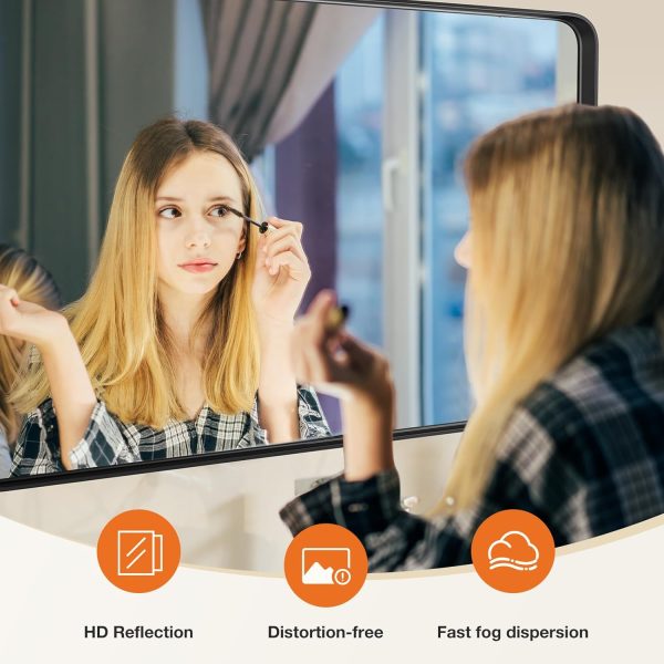 Bathroom Vanity Mirror - 30"x22" Wall Mirror for Bathroom Sink, Rectangle Large Mirror with Black Anti-Rust Aluminum Framed and Tempered Glass, Horizontally or Vertically Hanging - Image 3