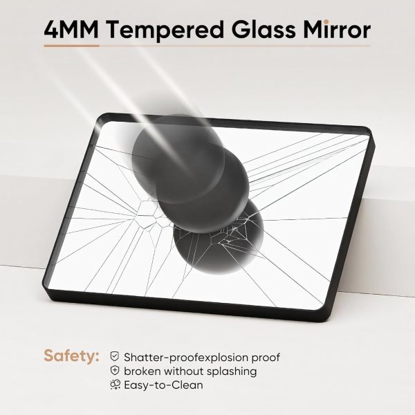 Bathroom Vanity Mirror - 30"x22" Wall Mirror for Bathroom Sink, Rectangle Large Mirror with Black Anti-Rust Aluminum Framed and Tempered Glass, Horizontally or Vertically Hanging - Image 6