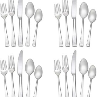 Mikasa Lucia 20 Piece Flatware Set, 18/10 Stainless Steel Silverware, Service for 4, Modern Design, Rust Resistant, Dishwasher Safe