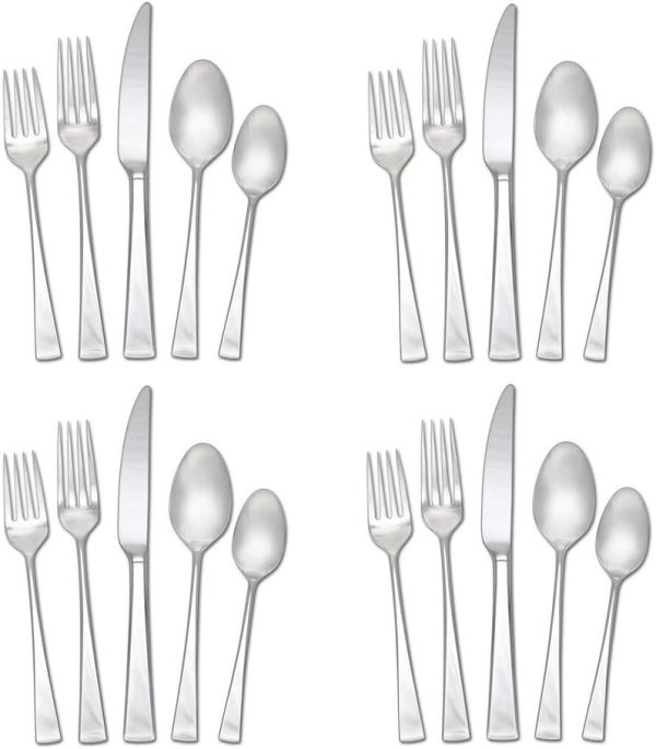 Mikasa Lucia 20 Piece Flatware Set, 18/10 Stainless Steel Silverware, Service for 4, Modern Design, Rust Resistant, Dishwasher Safe